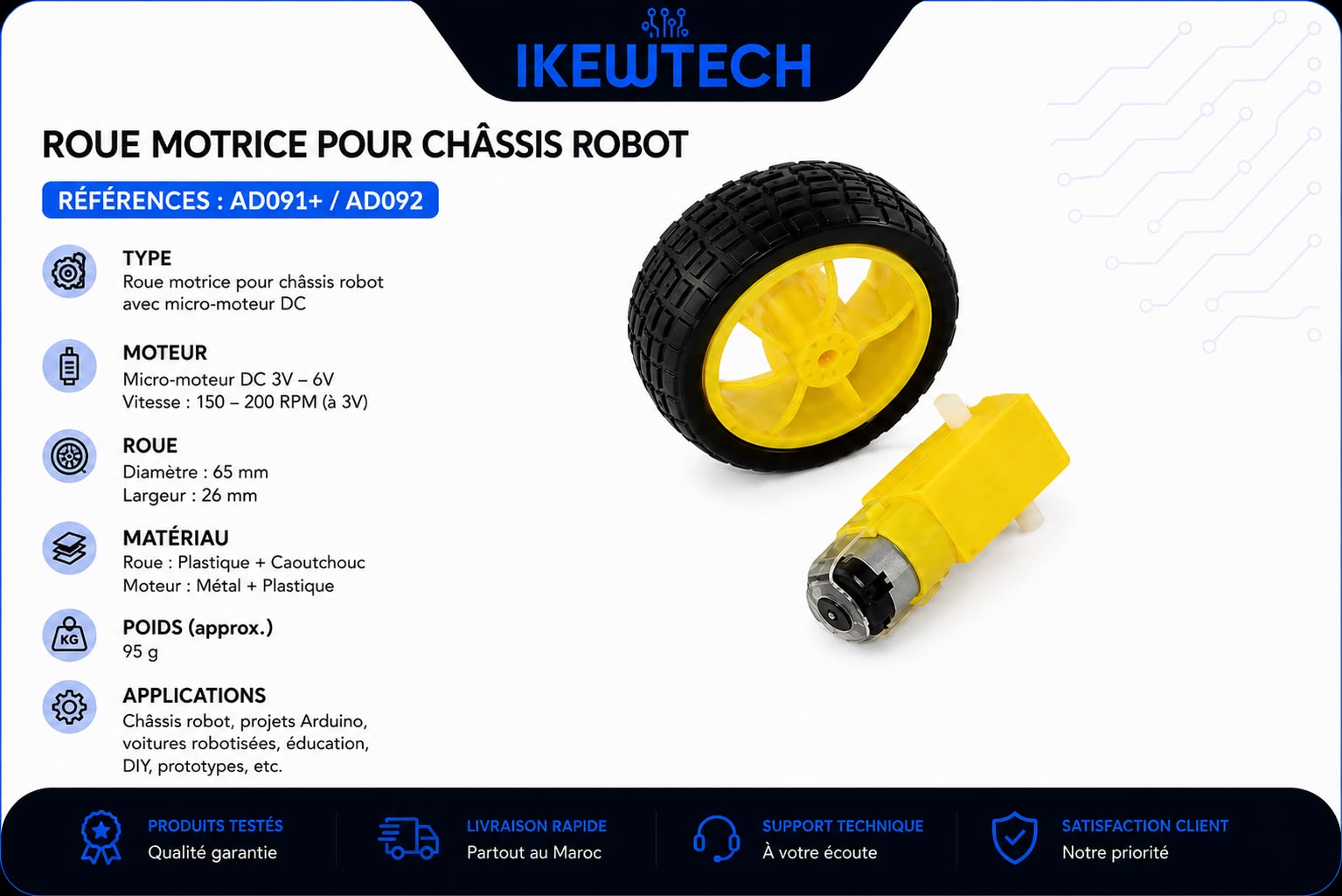 Roue motrice pour châssis robot