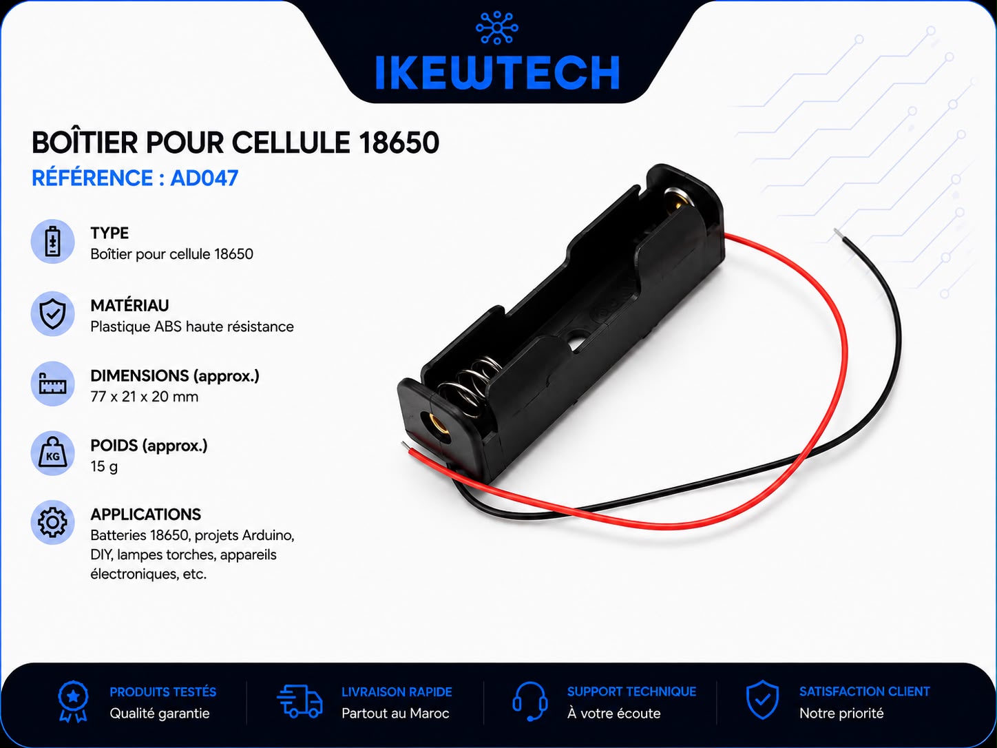 Boîte pour 1 cellule 18650