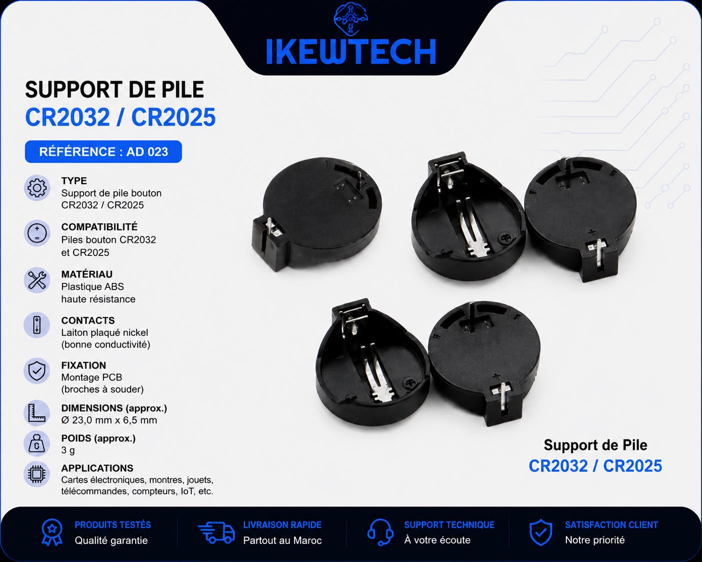 Support de pile CR2032 / CR2025