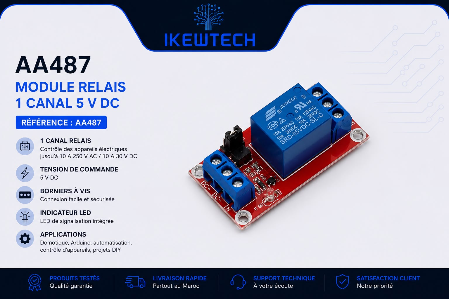 Module relais 1 canal 5V DC