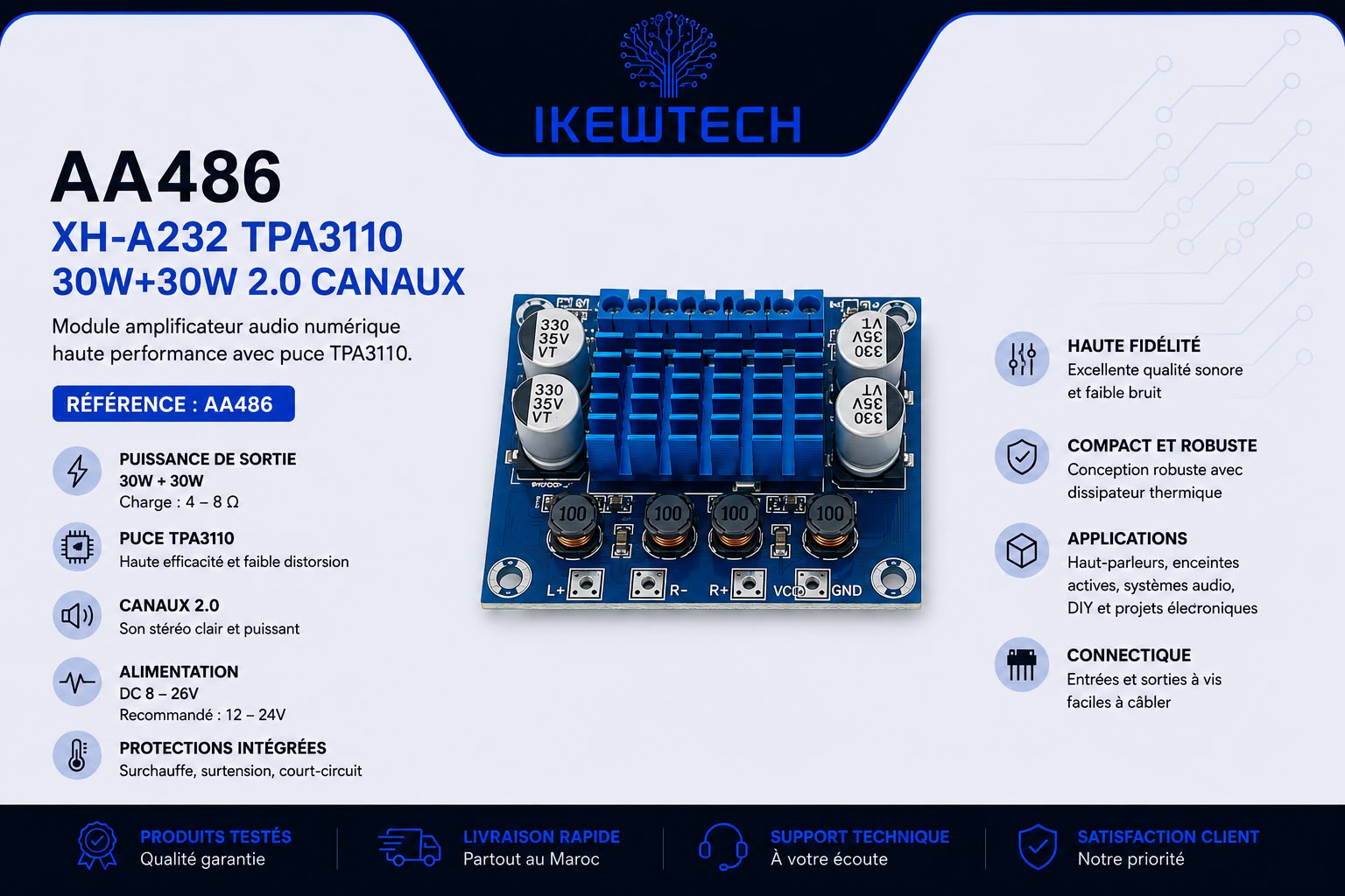 Amplificateur audio XH-A232 TPA3110 2x30W