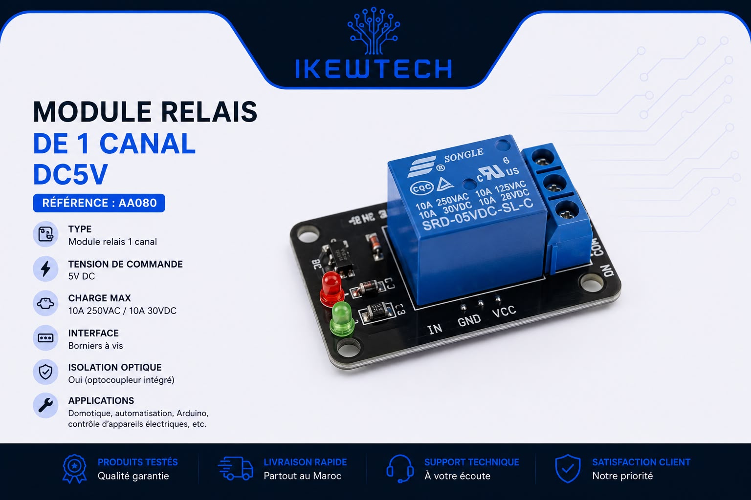 Module relais 1 canal DC5V