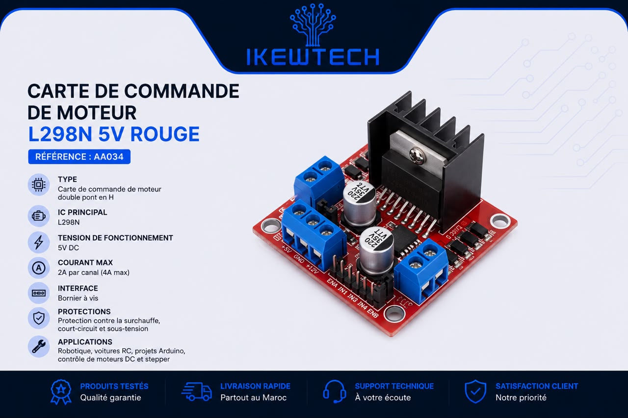 Carte de commande de moteur L298N 5V rouge