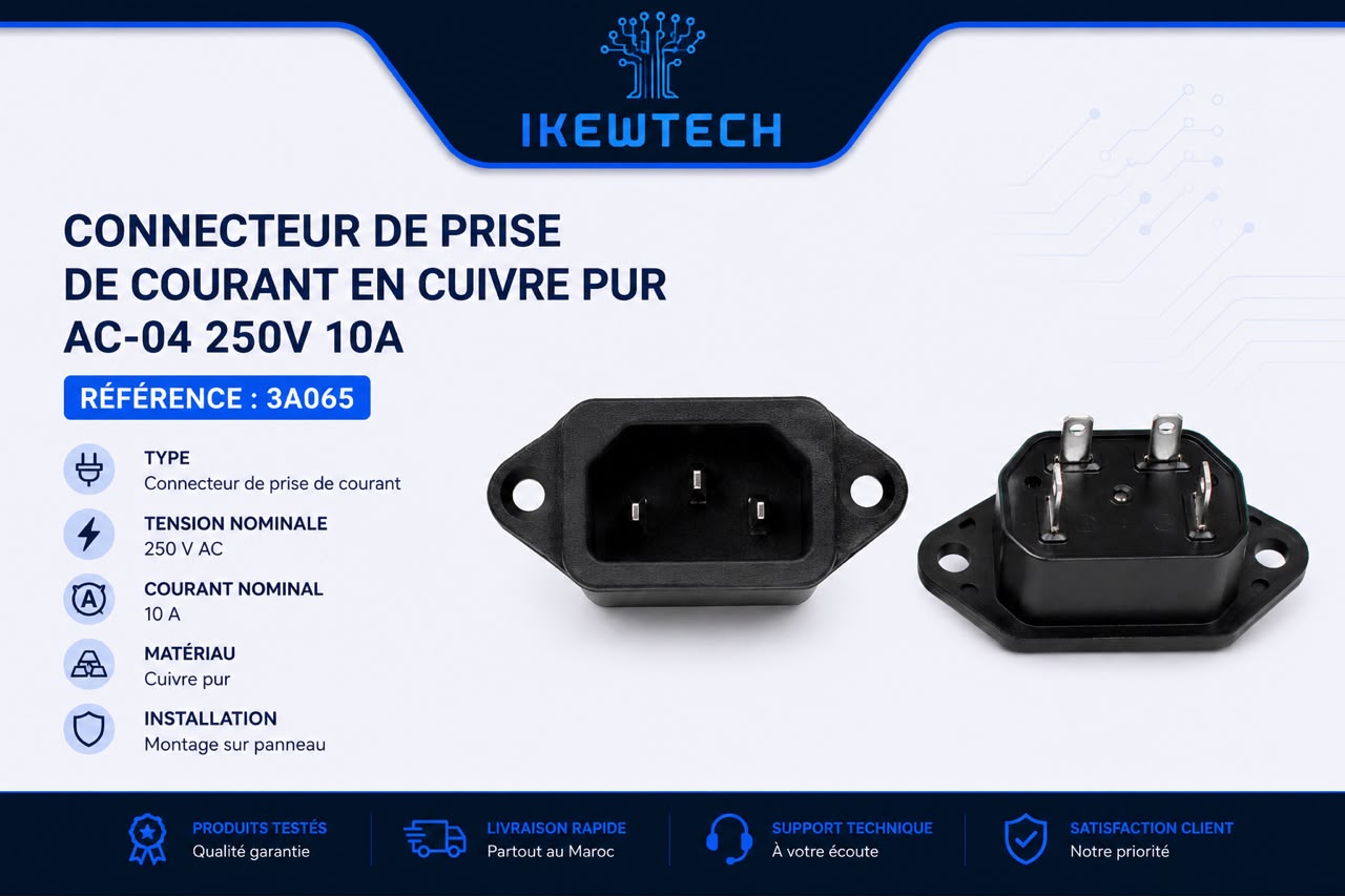 Connecteur de prise de courant en cuivre pur AC-04 250V 10A