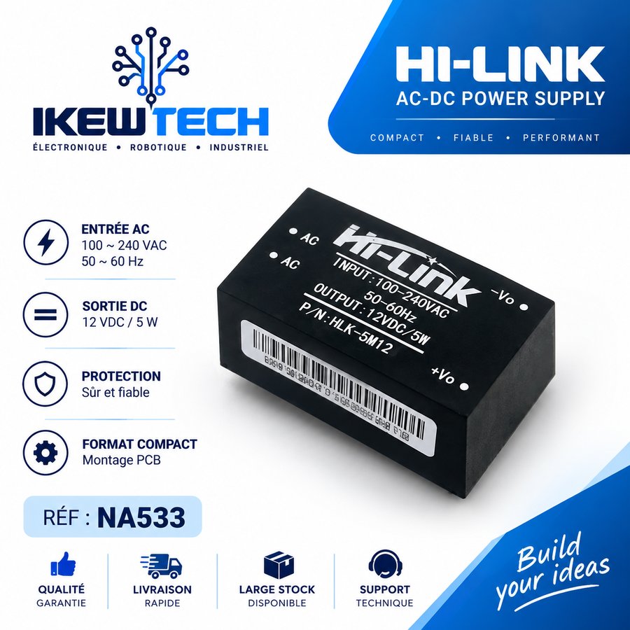 Module d'alimentation Ac-dc HLK-5M12 220V vers 12V