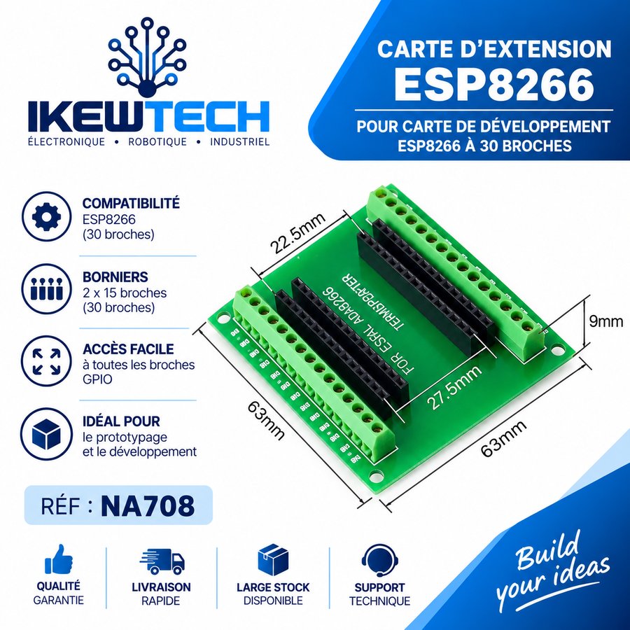 Carte d'extension ESP8266 pour carte de développement, 30 broches