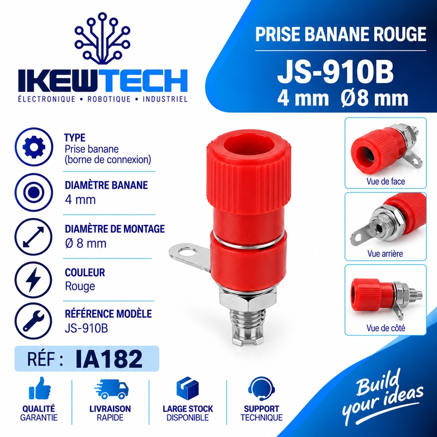 Prise banane rouge JS-910B 4mm