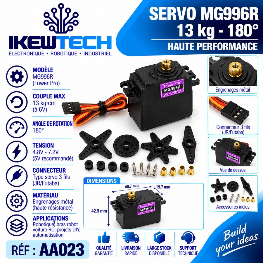 Servo MG996R 13kg 180 degrés